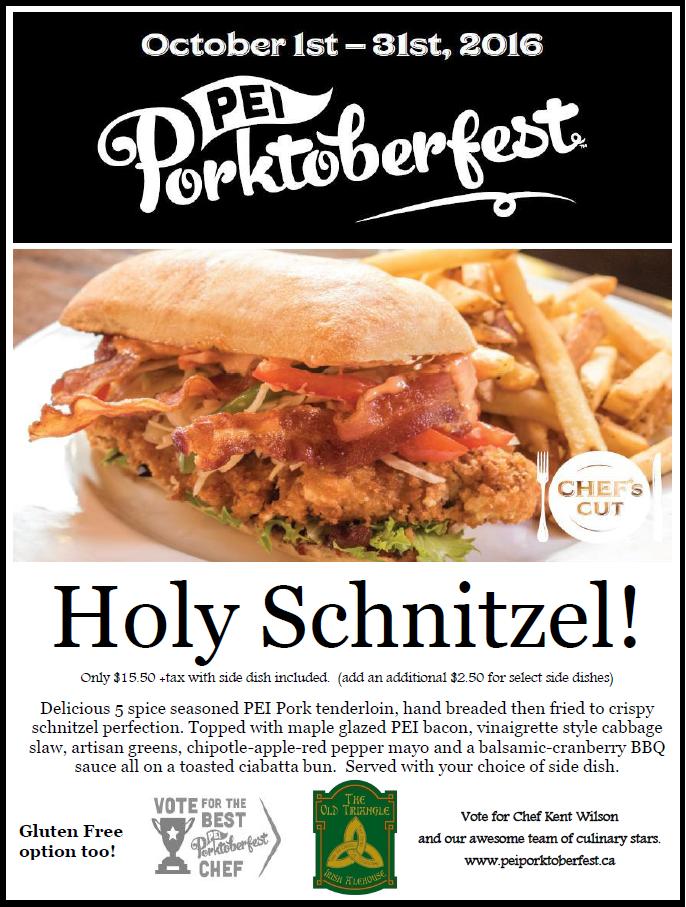 OldTrianglePEI's tweet photo. @Porktoberfest kicks off this weekend, Yippee!
Check out our "HOLY SCHNITZEL!" sandwich and enjoy the great taste of #PEIPork
Starts Oct 1st https://t.co/RKGJTamIqA