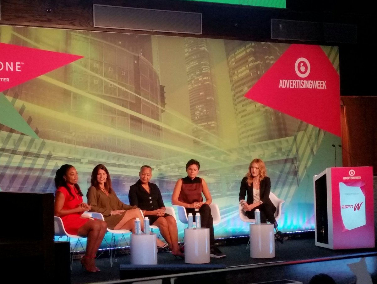 JayJayN_ESPN's tweet photo. .espnW panel at #AdvertisingWeek w/@katefagan3, @jemelehill, @LauraLoo23, Amy Purdy & the #WNBAs Lisa Borders. https://t.co/QNgsmS9OU2