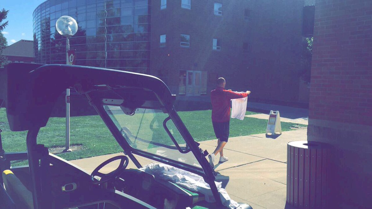 CoachSundance's tweet photo. @NSUBballSather is handing out smiles and Free T-shirts at the #wolvesden #gypsyweek #packputtingshirtsontheback @NSUGyps @AlumniNSU https://t.co/k8Yihb0GHf