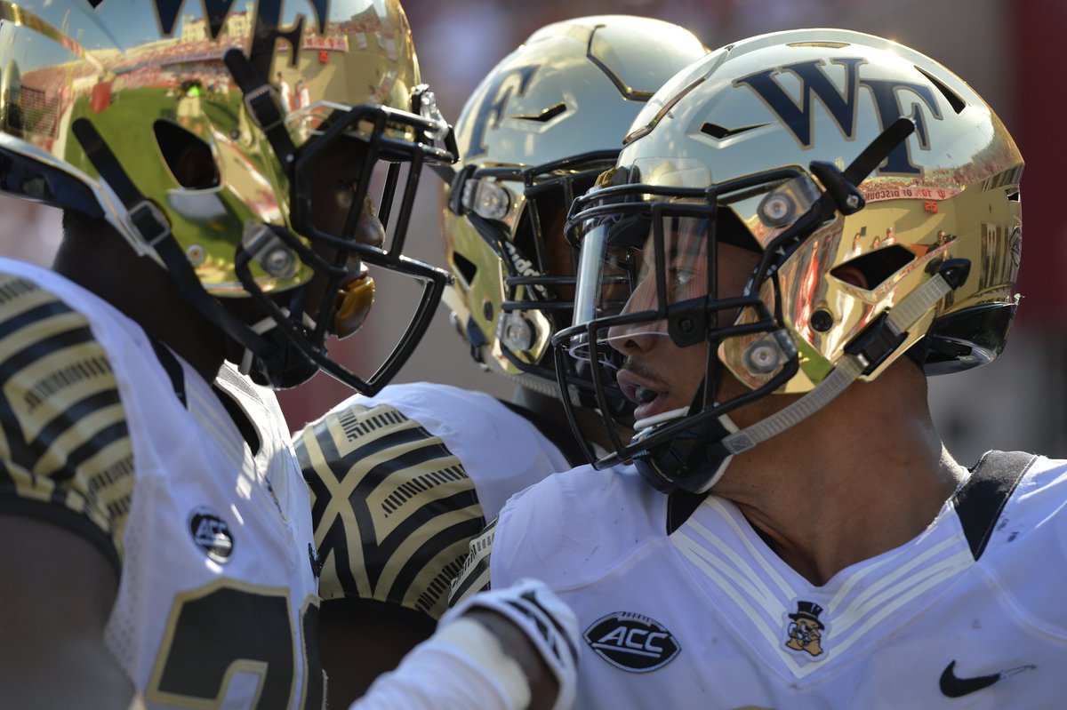 WakeFB's tweet image. Fun Fact - Wake Forest is one of 3 FBS teams (WF, Clemson, Western Michigan) to have 2 road wins over Power Five schools this year. #GoDeacs