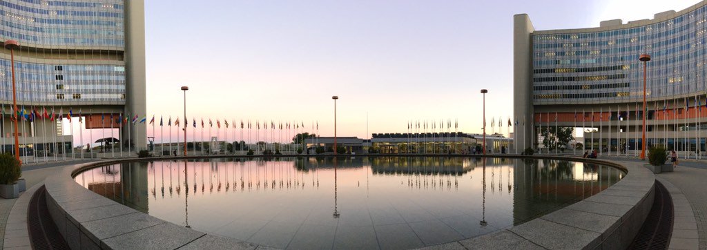 Sun is setting but work continues at the <a href="/iaeaorg/">IAEA - International Atomic Energy Agency ⚛️</a>'s #iaeagc in #Vienna