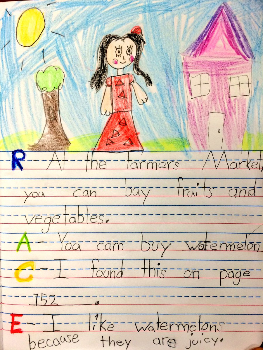 KPSchneider9's tweet photo. RACE writing! We can cite evidence! π @collierschools @SLESeahawks @CCPSLiteracy #CCPSSuccess #RACEwriting #1stGrade https://t.co/48J6cSrAmI