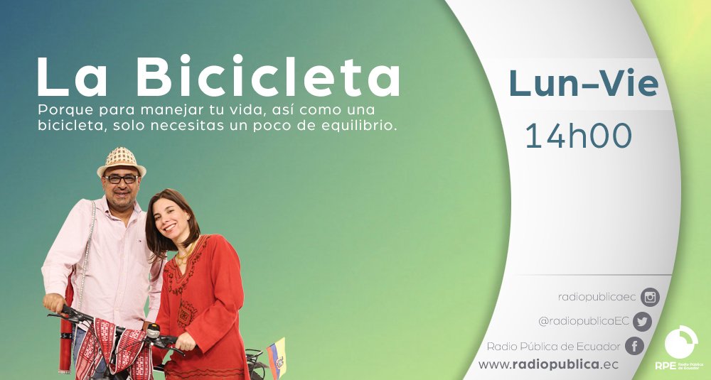 De Lunes a Viernes a las 14H00 | No te pierdas #LaBicicletaRPE.
Por mediospublicos.ec/radio .
