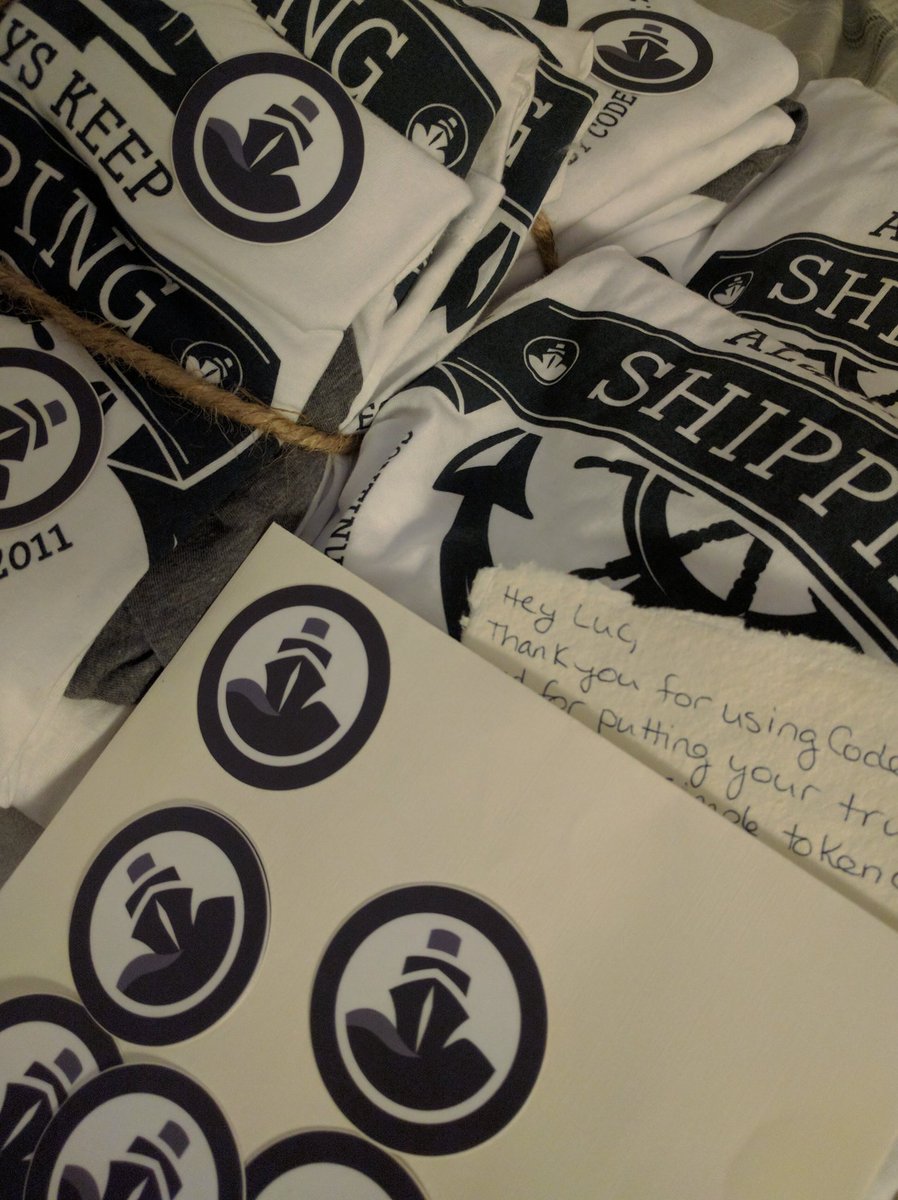 renambot's tweet photo. Thanks for the swag @codeship
The team #sage2 loves it! #codeshipped
https://t.co/gqhi8fQNts https://t.co/SLylrp1aG9