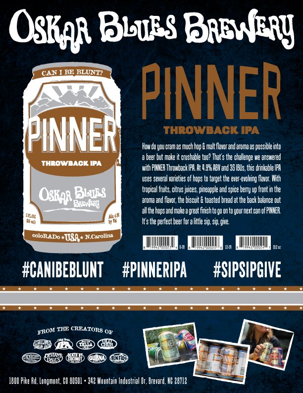 trieaglesales's tweet photo. Finish off this #TBT with a refreshing Throwback IPA or enjoy it at tomorrow's DTGD benefiting CCYS! @oskarblues @TLHDowntown #pinnerIPA https://t.co/8ISB1KU8kC