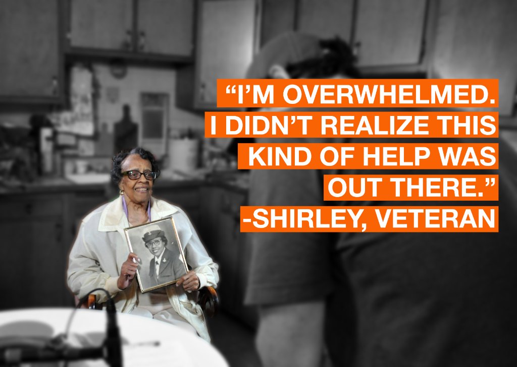 HomeDepotFound's tweet photo. Shirley, a Navy nurse during the Korean War, has lived in her house for 60+ years. Thanks to our volunteers, she can stay much longer! https://t.co/31sEes9hoH
