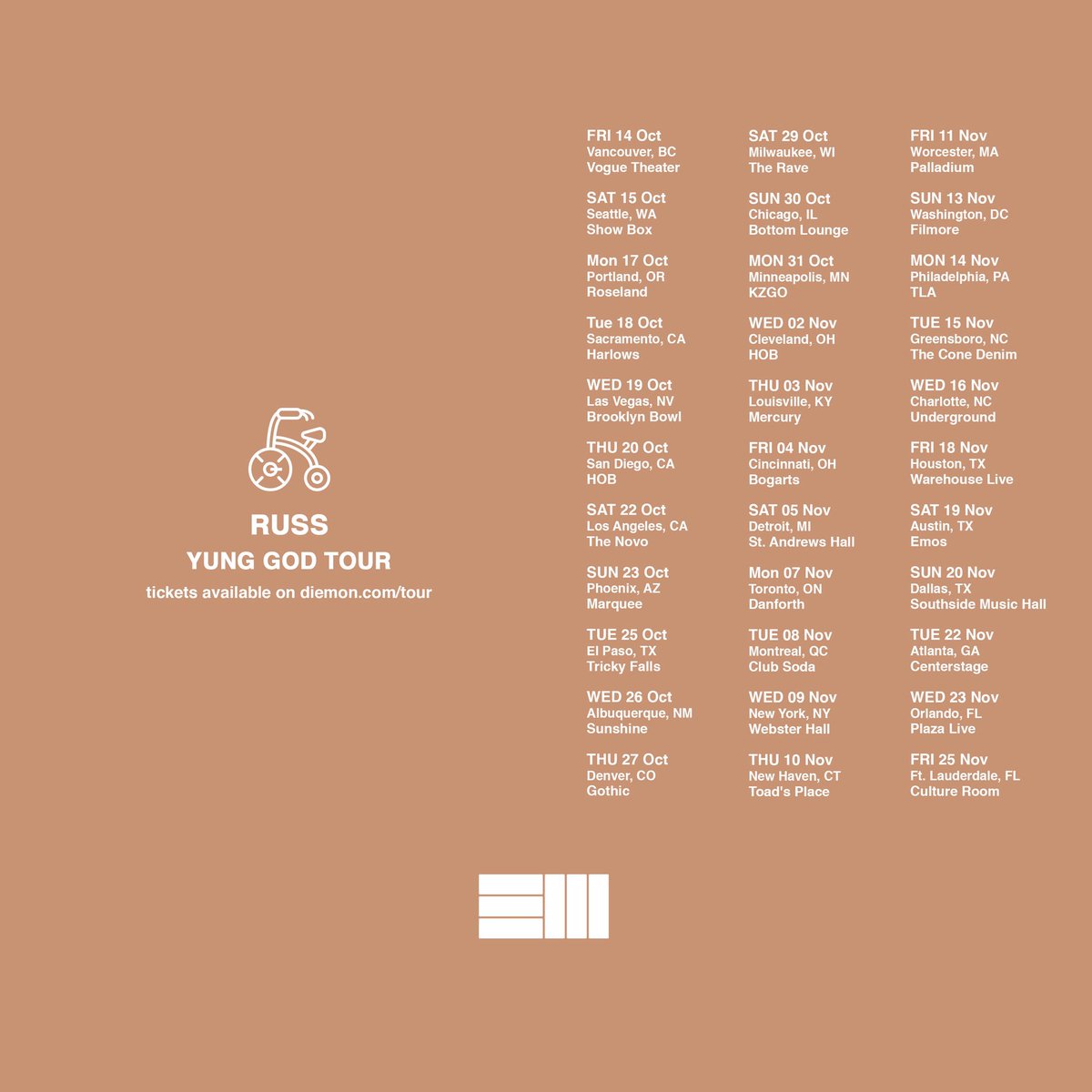russdiemon's tweet photo. Biggest tour yet. Come make memories. https://t.co/hYws3WIQ99