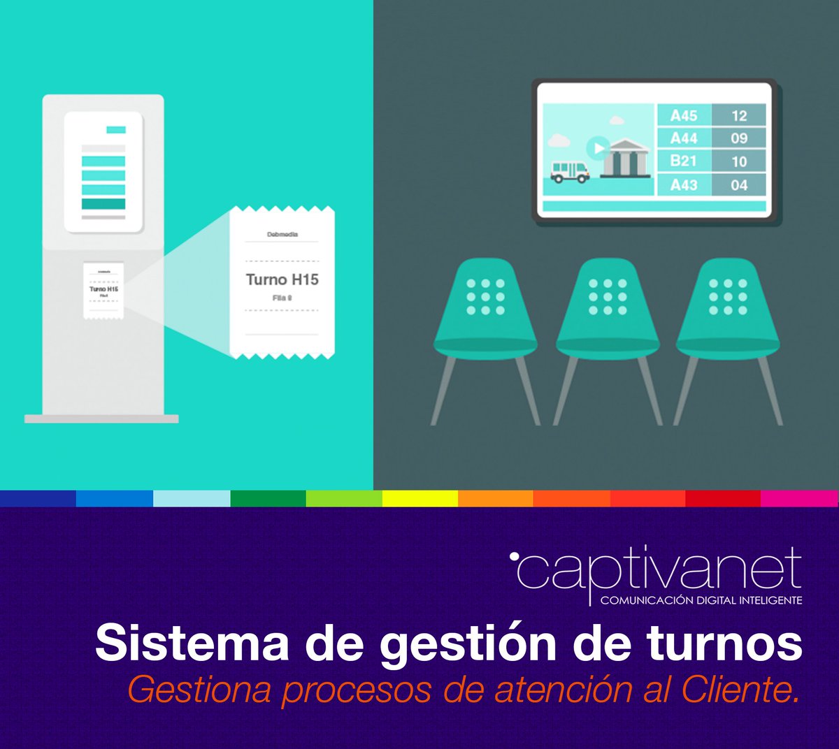 captivanet1's tweet photo. Sistema de gestión de turnos para atención al cliente. Más información escribiendo a ventas@captivanet.net o en https://t.co/jC7diaYwkf https://t.co/BVwHsNLITS