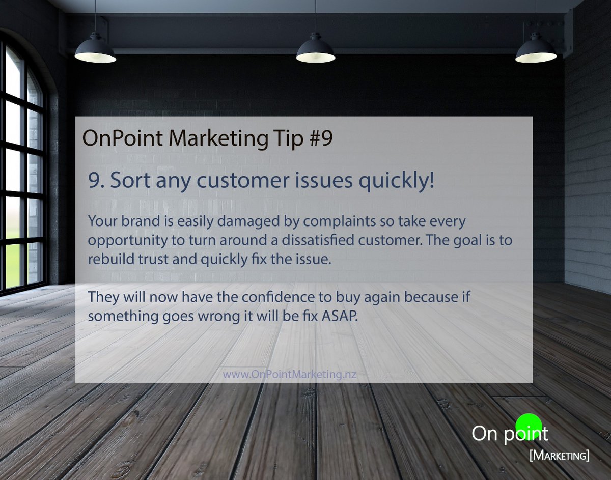 OnPointMNZ's tweet image. OnPoint Marketing Tip #9 - Sort any customer issues quickly! #Business #Complaints #CustomerService #Perception #Strategy #Brand #NZ