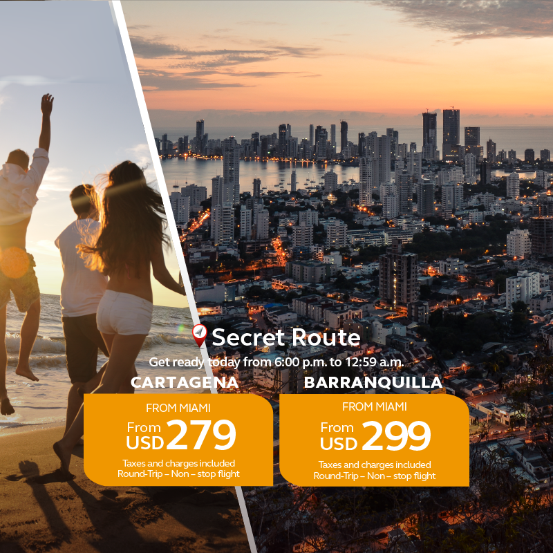 avianca's tweet photo. #Miami, let yourself go with today’s #SecretRoute amazing fares to Cartagena or Barranquilla in https://t.co/Ki7VVbLP2Q https://t.co/kndKZcXmXc