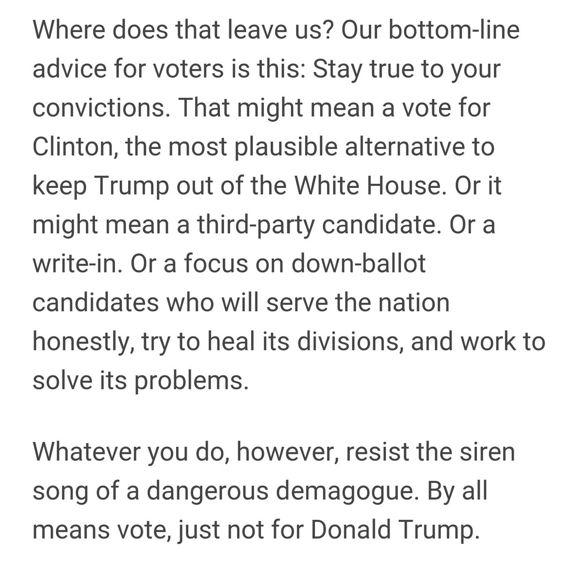 sarahkendzior's tweet photo. USA Today makes its first-ever presidential endorsement: #NeverTrump https://t.co/wOyuGObgLK https://t.co/5rCLlMRYbS