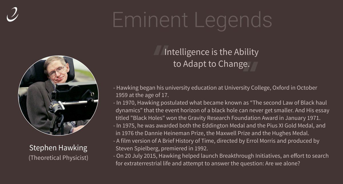EmiproTech's tweet photo. "However difficult life may seem, there is always something you can do and succeed at" - Stephen Hawking #EminentLegent #Emipro #Legend https://t.co/HmQ26RGcdg