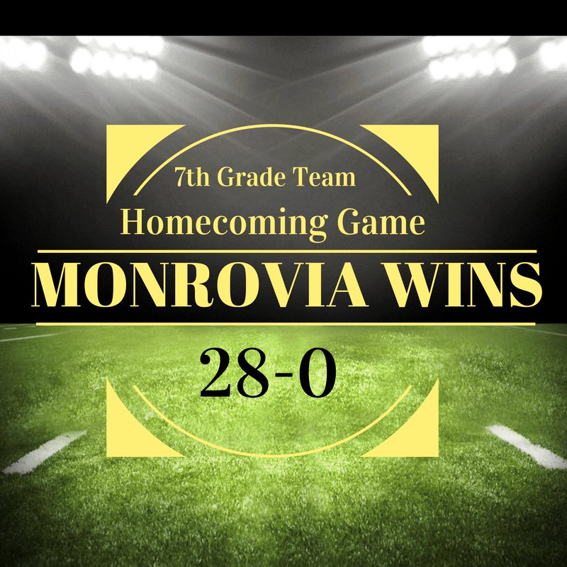 monroviahawks's tweet photo. Our 7th grade football team WON their game! 28-0! #MMSHomecoming #homecomingweek https://t.co/SWNAdNfwNw