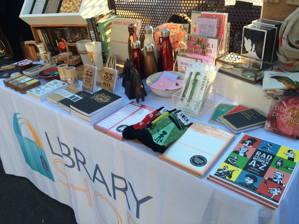 LibraryFoundSD's tweet photo. We're all set up at @QuartyardSD #thursdaymarket! Come say hi &amp; support your library at #yourcityblock 📚🎤🍻🐶🌮 https://t.co/s1tO9S4tCC