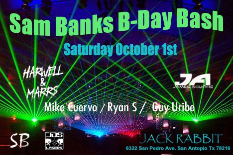 SamBanks210's tweet photo. Don't miss my BDay Bash this Saturday at Jack Rabbit in SATX! #HouseMusic #Techno Event Page Here --> https://t.co/aFjBgg8I3R https://t.co/3shs60sfHs