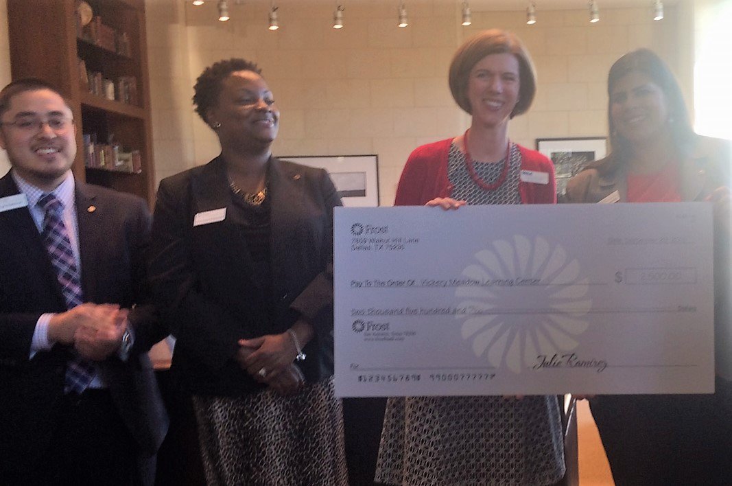 VMLCdallas's tweet photo. VMLC appreciates the donation from @FrostBank opening new branch in Preston Hollow-great way to celebrate Family Literacy #AEFLWeek https://t.co/jVZpW8WLRY