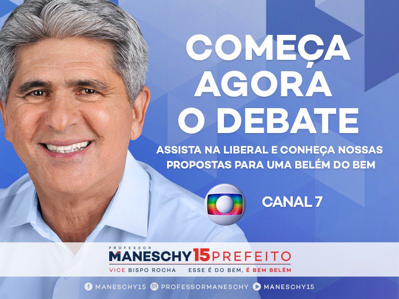 Maneschy15's tweet photo. Convido você a conhecer minhas propostas para uma Belém melhor para todos! É agora na TV Liberal.

#debateTVLiberal
#Maneschy15 https://t.co/Upm3Qp0iYI
