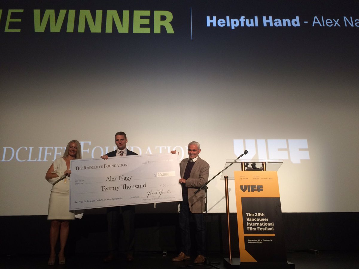 Alex Nagy wins $20K for his #RefugeeStories short film HELPING HAND, congrats! 🎊