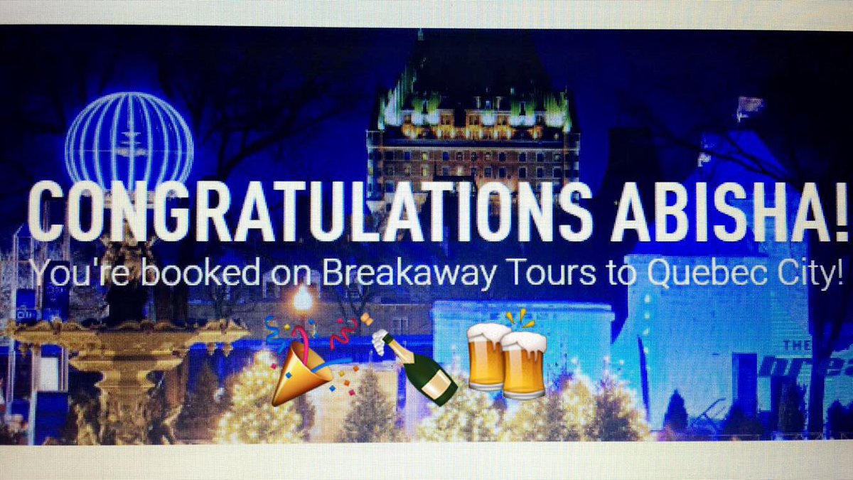 One of the many signed up now! What are you waiting for ND!? GO TO breakawaytours.com NOW AND SIGN UP!🎉🎉 #qc2017