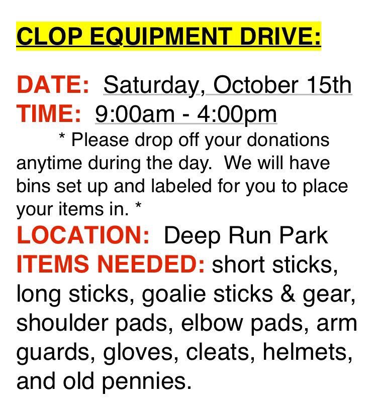 codelaxoutreach's tweet photo. don't forget the equipment drive is coming up soon!! https://t.co/T0eQZzNOu1