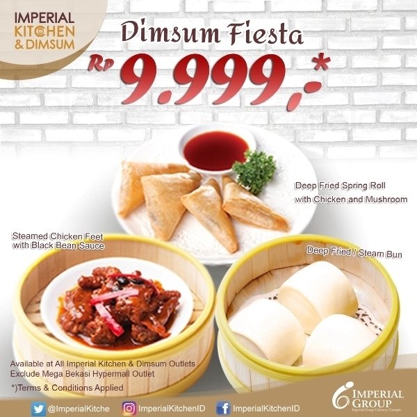 ImperialKitche's tweet photo. Promo Dimsum Fiesta Bulan Oktober Rp 9.999,-* T&C Applied.
#dimsumfiesta #dimsum #promodimsum #imperialkitchen #in⦠https://t.co/LtTlo4Zhhr