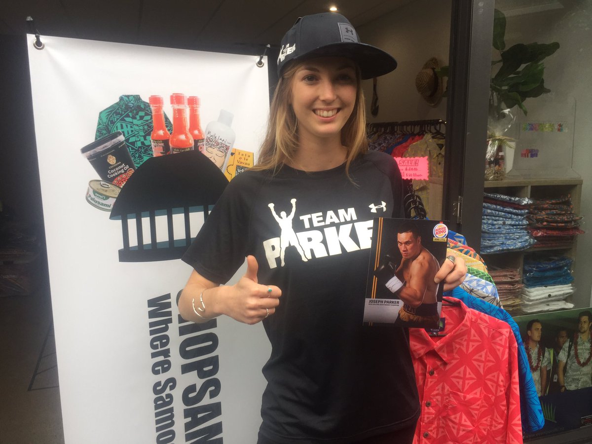shopsamoa's tweet photo. All the best @joeboxerparker! #TeamParker merchandise now available at #popupstore #shopsamoa 210 Victoria St W, Auckland.@VicParkMarket https://t.co/xxYsGD4tLE