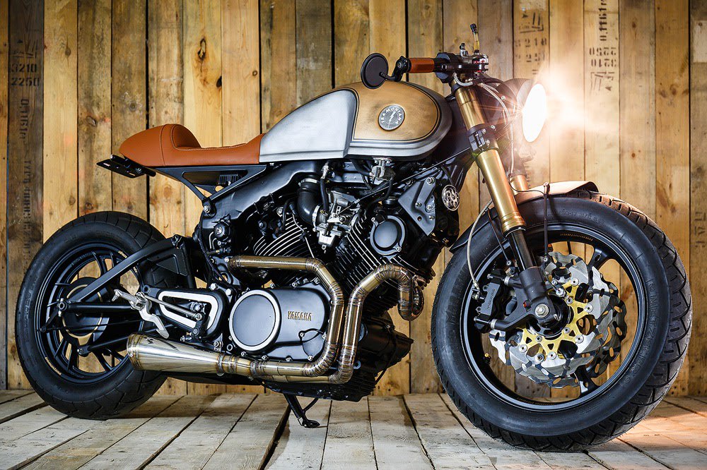CafeRacrsReturn's tweet image. Today on returnofthecaferacers.com - The brute from Belarus! A Yamaha XV750 cafe racer by Sparta Garage wearing a custom fit GSX front end.