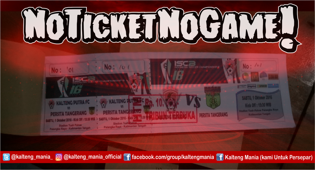 kalteng_mania_'s tweet photo. Ticket @KaltengPutraKu VS @PersitaOfficial bisa dibeli diGedung KNPI atau hub sodara @apryAdventio Ticket yg dijual hanya Tribun Terbuka 10K https://t.co/20JSBozEd8