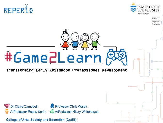 jcuCASE's tweet photo. Kicking off the #Reperio competition is @jcuCASE's @DrCCampbell2 presenting the innovative idea #Game2Learn! Well done #Education @jcu team https://t.co/EJUqRR1n9A