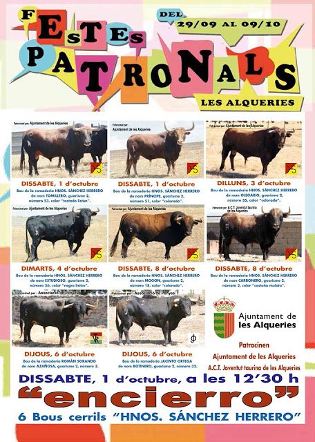 Mañana Les Alqueries celebra su encierro!!! 6 Toros de Hnos Sánchez Herrero serán los protagonistas!!! #SÍALTORO #SÍALAFIESTA