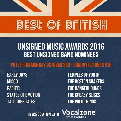 <a href="/statesofemotion/">STATES OF EMOTION</a> have been nominated for Best Unsigned Band 2016.

Voting begins on Monday! Sponsored by <a href="/VocalzoneHQ/">Vocalzone</a>   

#BoBUMA