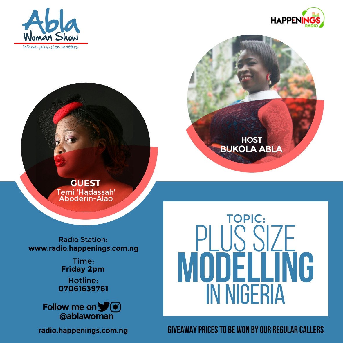 ablawoman's tweet photo. Join me and @iamkinghadassah for the concluding part of last week's discussion on the #Ablawomanshow, Today on @HappeningsRadio at 2pm https://t.co/bNb4xBavTf