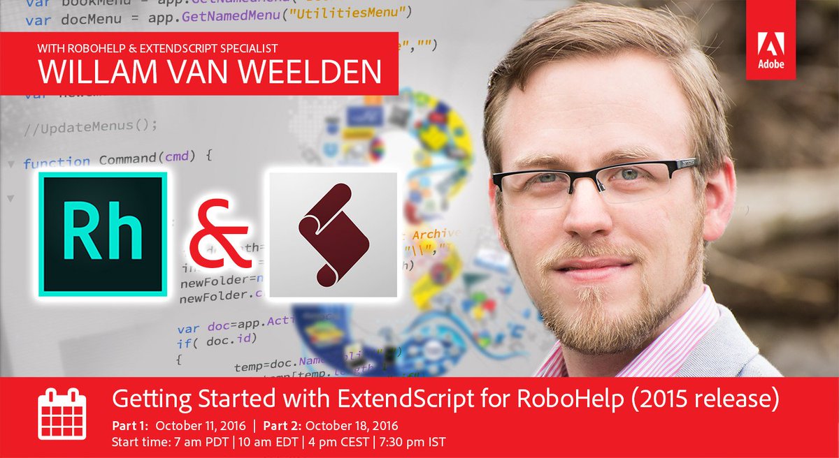 AdobeTCS's tweet image. #RoboHelp 2015 – Getting started with #ExtendScript:
Part 1: …p-extendscript.meetus.adobeevents.com
Part 2: …p-extendscript.meetus.adobeevents.com
#TechComm #Webinar