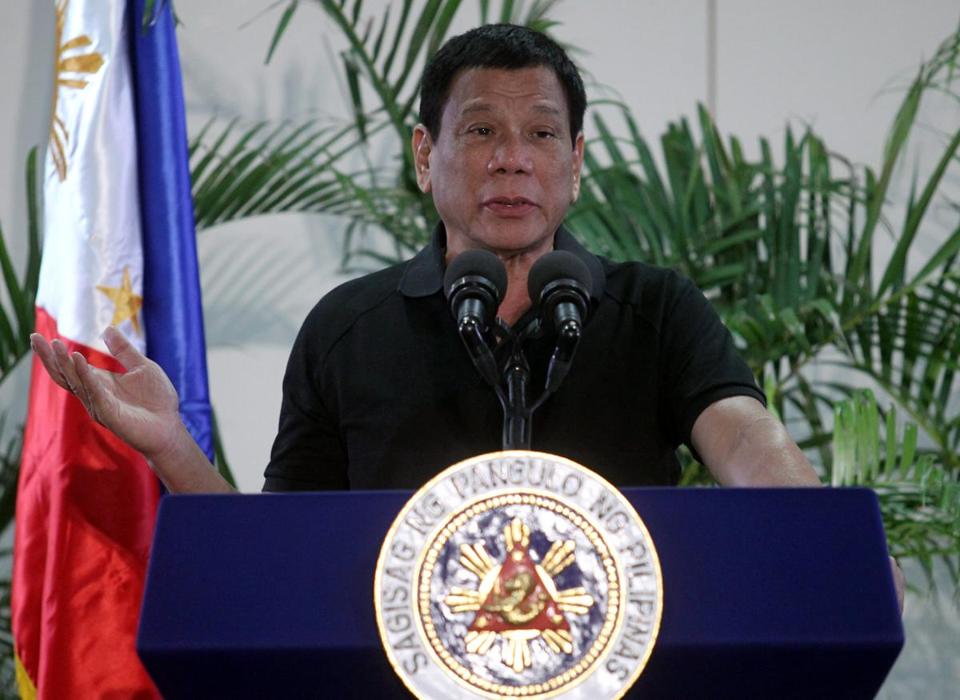 Philippine President Rodrigo Duterte said he would be