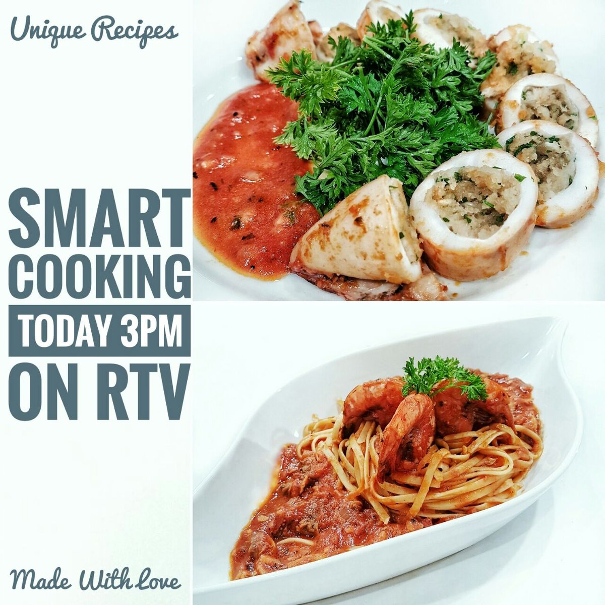 smartcookingRTV's tweet photo. Tweeps.. Menu masakan kita jam 3 sore hari ini ada Cumi Cinta &amp; Pasta Laut... Hmm Pastinya enak bangettt... w/ @JacobMaugeri on @langitRTV https://t.co/LnnM1fSs52