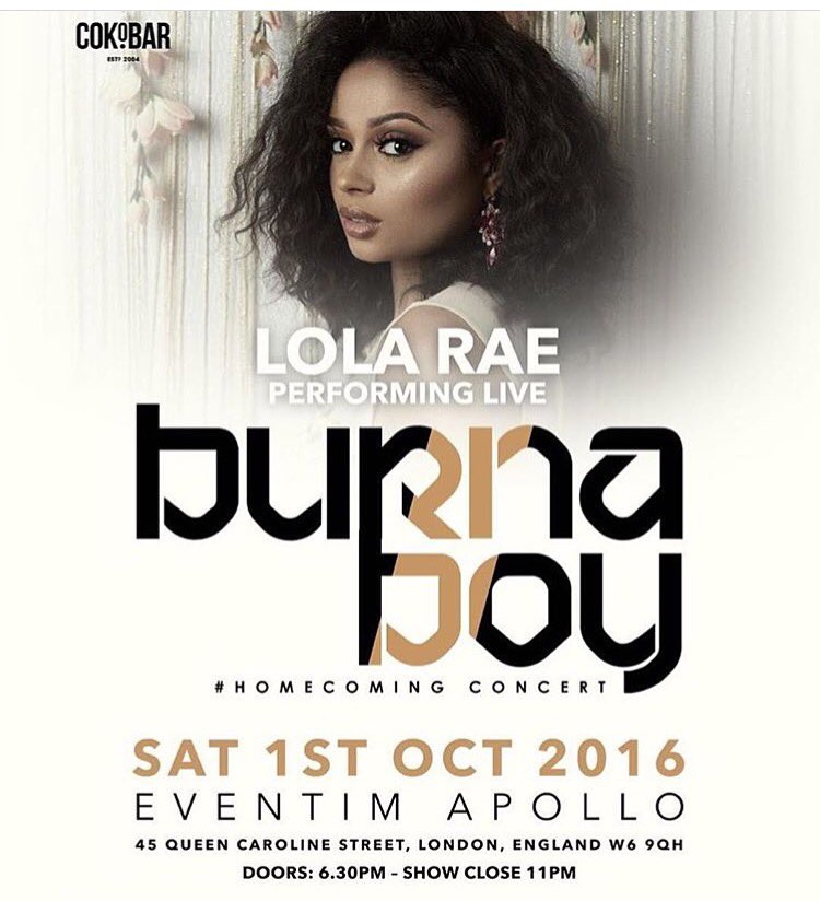 SilveraCalvin's tweet photo. Catch CS Hittin It with @lolaraemusic This Saturday 1 October 2016, Hammersmith Apollo.  

#LolaRae #CalvinSilvera #BurnaBoy #CoKoBar https://t.co/6aoEbqqQky