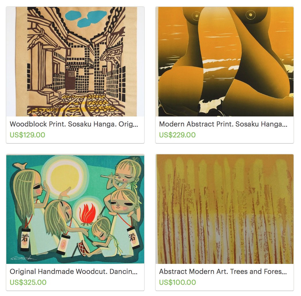 In shop goo.gl/a7l1Ly Japanese modern art in green, yellow, gold. #Japanese #Modernart #abstract #art #portrait #landscape #Japan