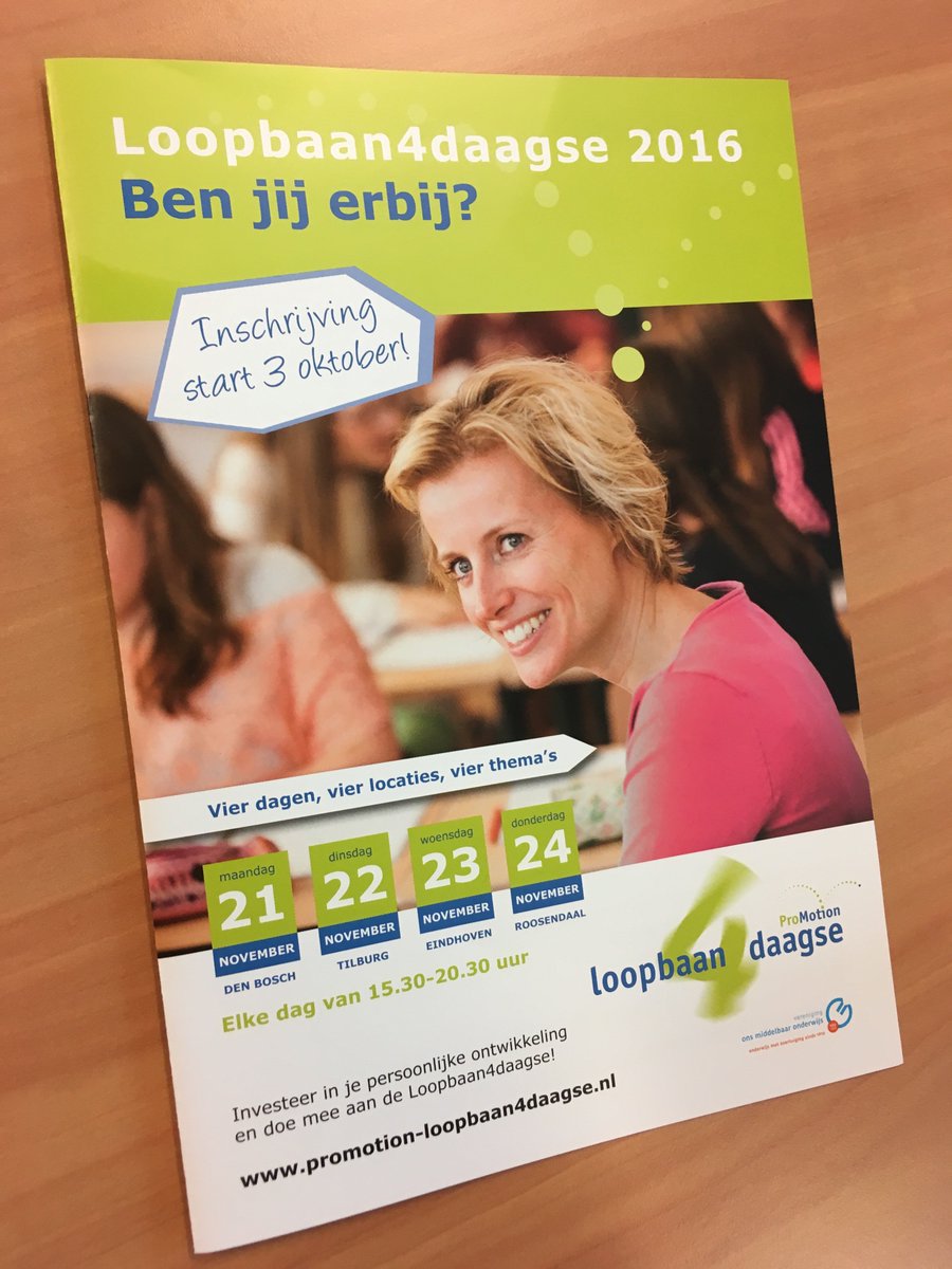ProMotionOMO's tweet photo. Ben jij erbij? @loopbaan4daagse @Vereniging_omo #workshops #meelopen #loopbaanscan #wandelcoach https://t.co/zmdnXcejFx
