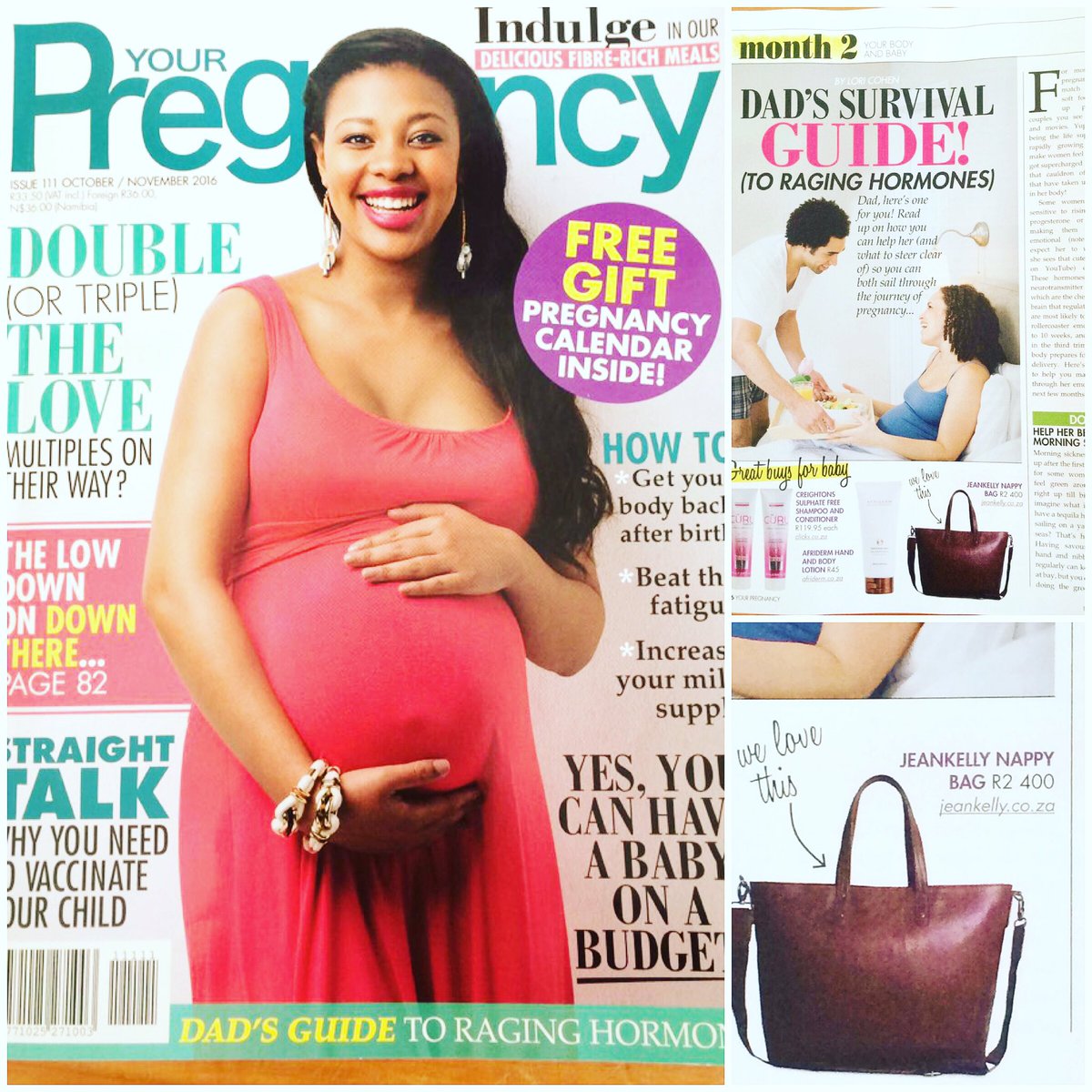 Thank you @YourPregnancyZA for the <a href="/jeankellyCPT/">jeankelly</a> feature 🙏🏾 Find us under: "Great buys for baby" - Page 66 💛 #LeatherBabyBag #YourPregnancy