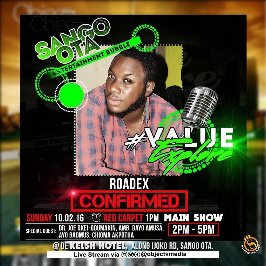 objectvmedia's tweet photo. Roadex @roadex will be live at #ValueExplore #October2 at #SangoOta #CatchYouThere https://t.co/QnMucQhJqB https://t.co/UMSjBPu3F3