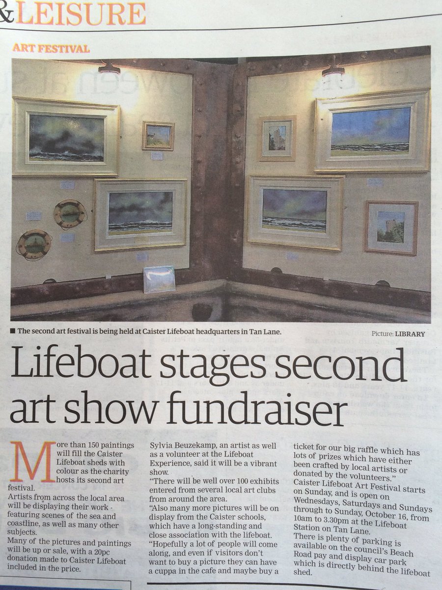 Caister Lifeboat's art festival opens on Sunday... all the details in this week's Great Yarmouth Mercury! <a href="/GYMercury/">Great Yarmouth Mercury</a> #artclub #gyartists