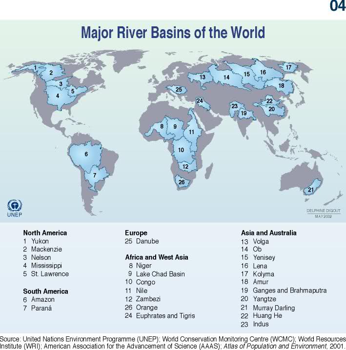 Onlmaps Major River Basins Of The World Map Maps