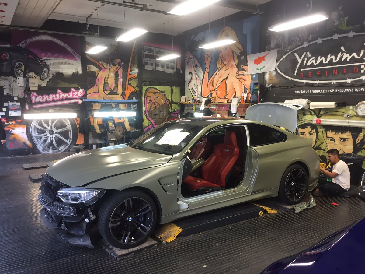 So we have @JayFromTGF Bmw M4 in for a full wrap and some other bits.. check Yiannimize on YouTube as well..