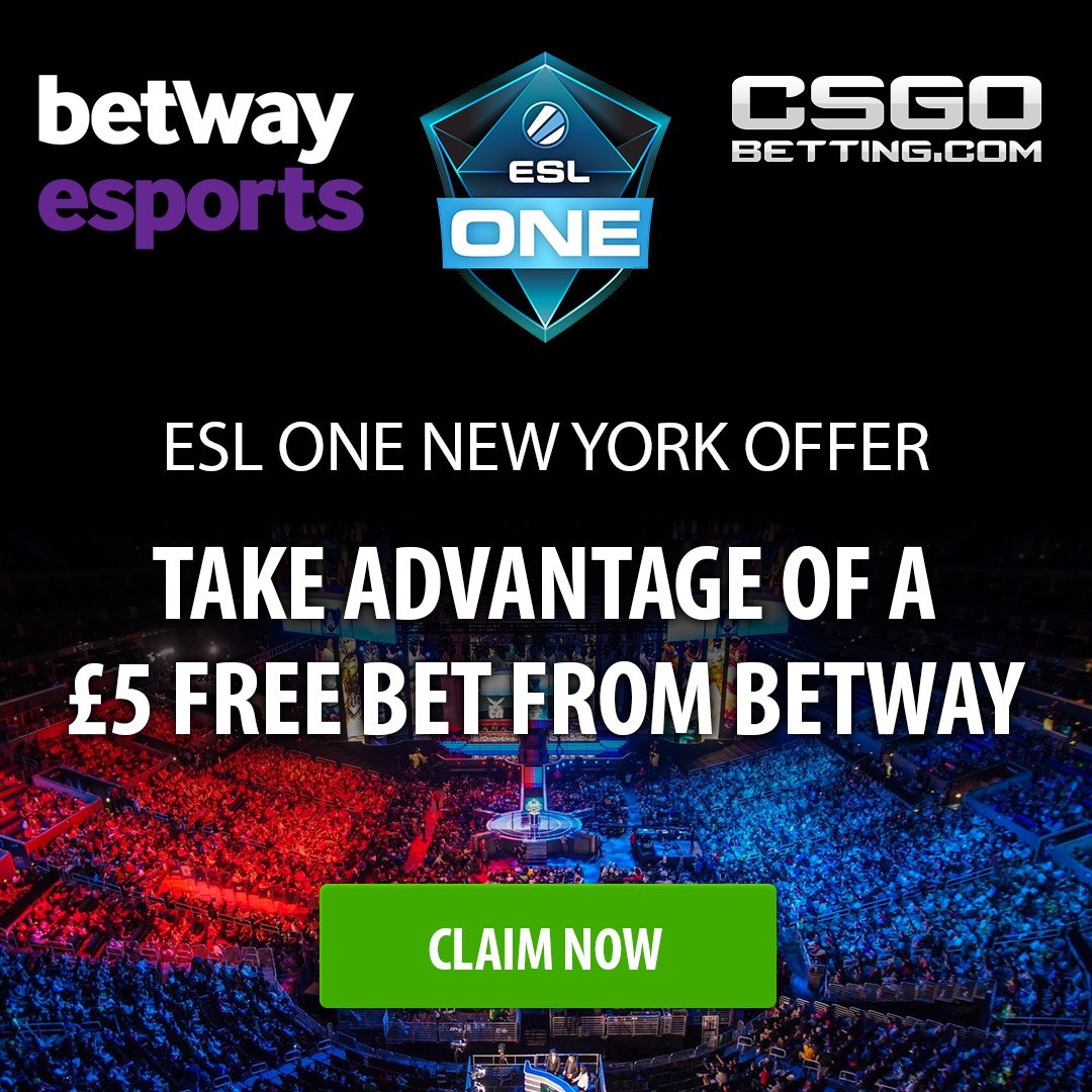 csgobettingcom's tweet image. £/€5 Free from @betwayesports for todays ESL One NY! &amp;gt;&amp;gt; csgobetting.com/recommends/bet… #eslone #csgobetting #ezskins #CSGO