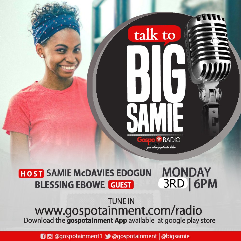 Gospelbuzztv's tweet photo. This special edition is titled #TenacityOfPurpose and features Blessing Ebowe's fascinating story as She #talksToBigSam @bigsamie https://t.co/NjG7C6Rft8