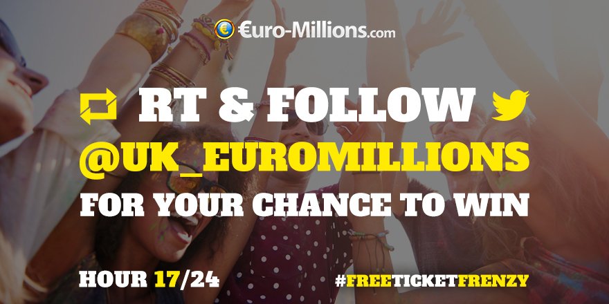 It's Hour 17 of euro-millions.com's #FreeTicketFrenzy! RT &amp; FOLLOW for your chance to win 10 EuroMillions tickets for tonight's draw!