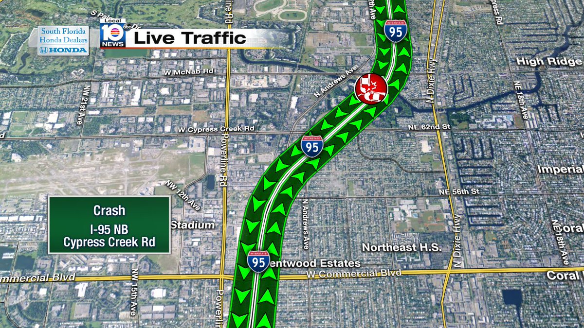 Crash on I-95 NB at Cypress Creek Rd #traffic https://t.co/VaDlGNyTLI