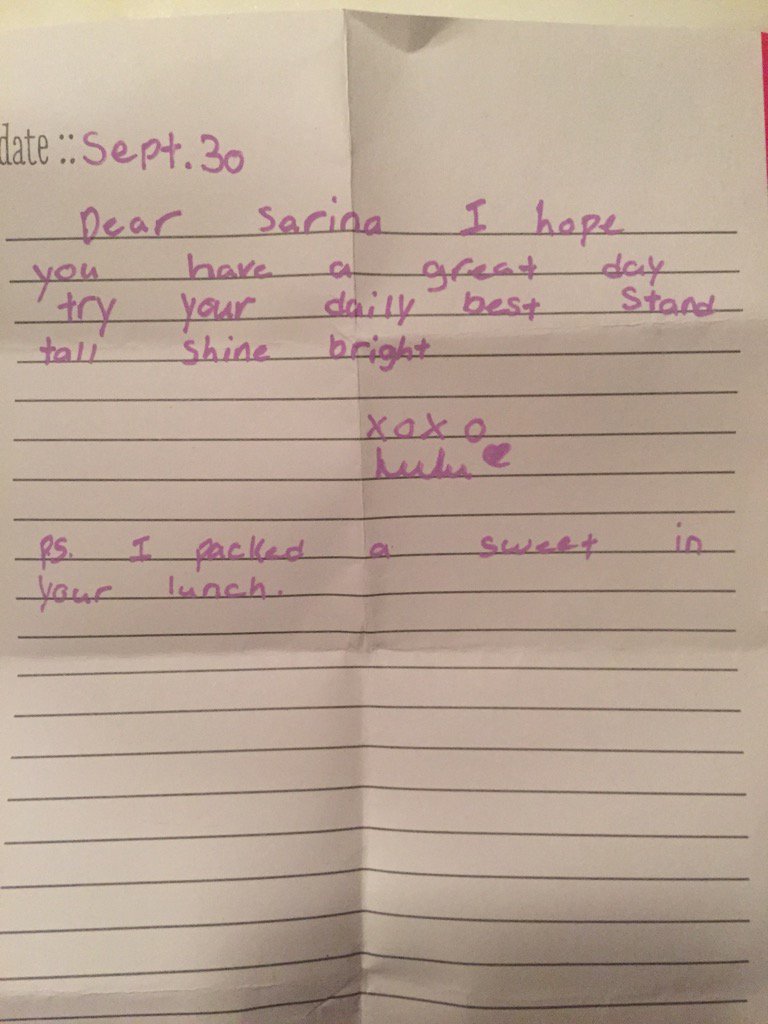 Just found this packed in our 8y/o's lunch.. Written by our 9y/o. It can't get much better. @JoshElliott32
