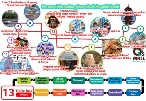 HISTravelID's tweet photo. Berikut ini rute yang dilalui #OsakaWonderLoop, Travel Mates! Mengelilingi #Osaka lebih mudah dengan bis ini. https://t.co/YHCaP0OhfQ