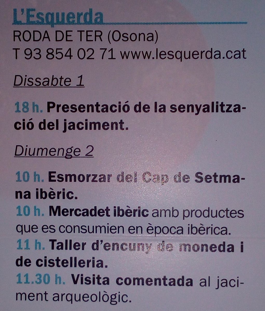 Museu_Esquerda's tweet photo. Aquí teniu totes les activitats de l’Esquerda per el Cap de Setmana Ibèric #csi_iber https://t.co/aHyPWx17jZ